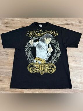 Black Graphic 'King of Pop' Short Sleeve T-Shirt